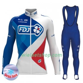 Fietskleding Dames (Fietsshirt Lange Mouw + Lange Koersbroek) 2017 FDJ N001 Winter Thermal Fleece
